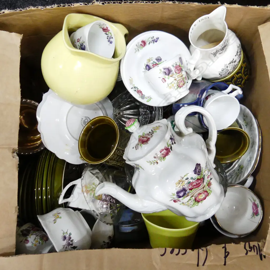 BOX LOT ASST. CHINA; SPODE COFFEE SET ETC Image 1++