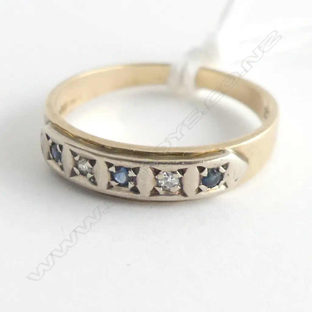 9CT SAPPHIRE & DIAMOND ETERNITY RING 1.7 GRAMS SIZE K Image 1++