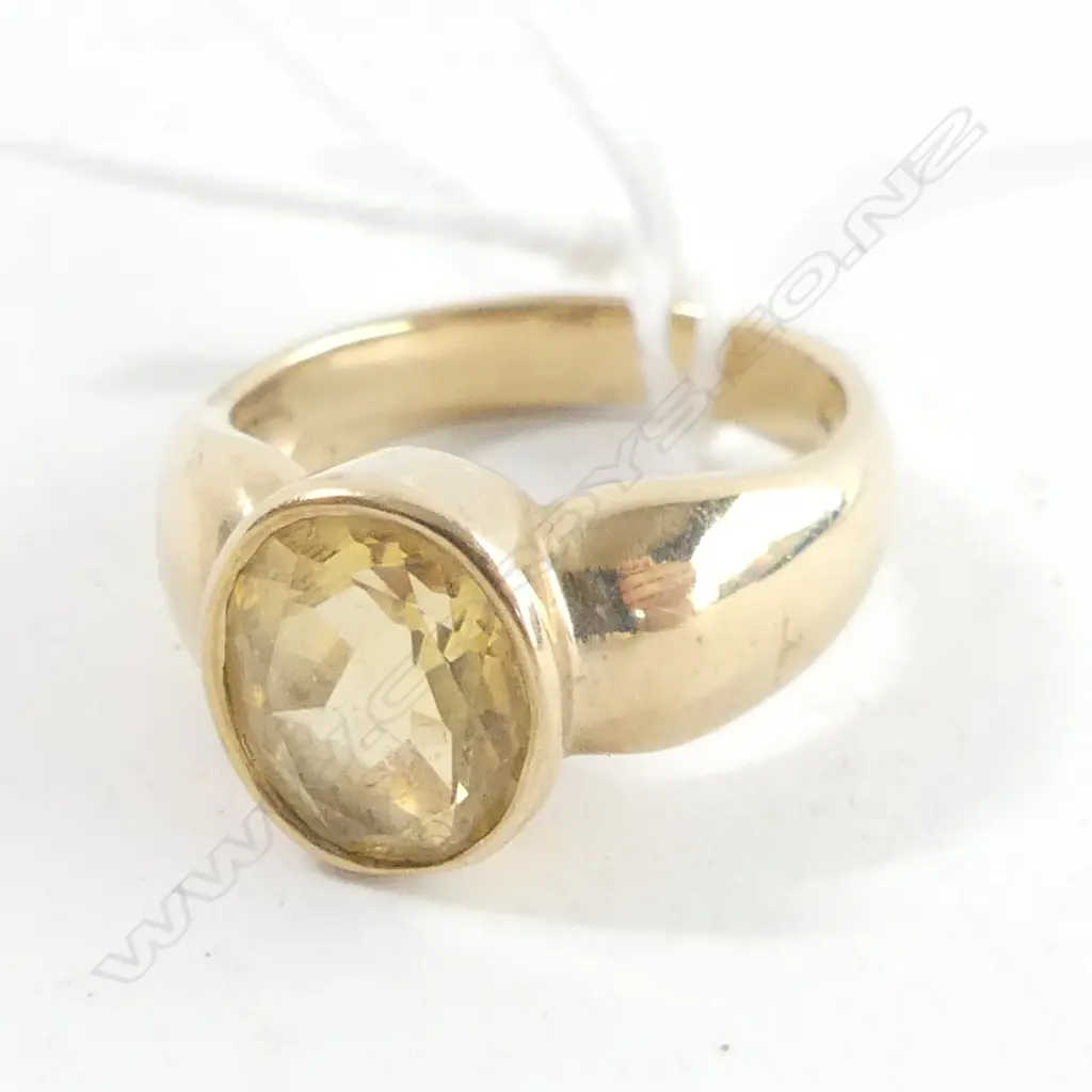 9CT GOLD & CITRINE RING 5.71GMS SIZE N Image 1++
