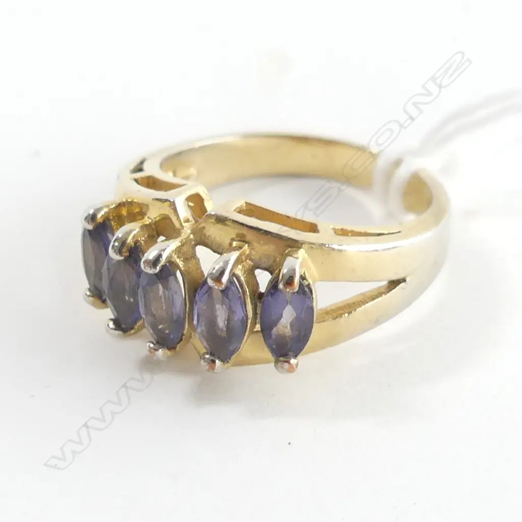 GOLD PLATED 925 SILVER & AMETHYST RING SIZE N Image 1++