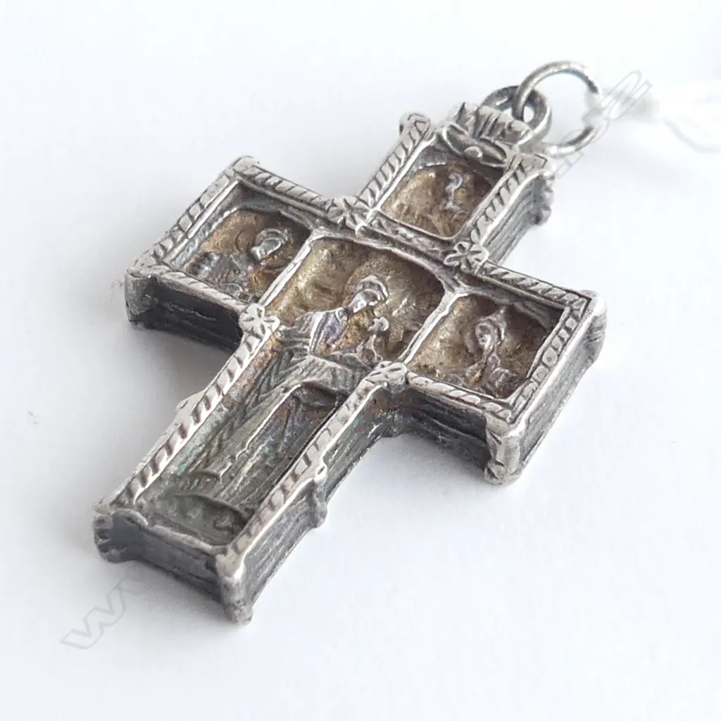 HEAVY SILVER ANCIENT STYLE CRUCIFIX L.46mm Image 1++