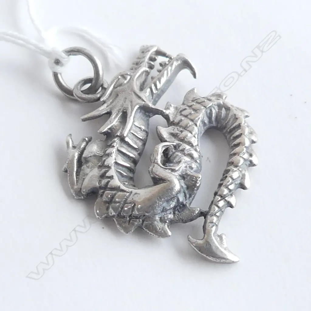SILVER SINUOUS DRAGON PENDANT fine cast detail Image 1++