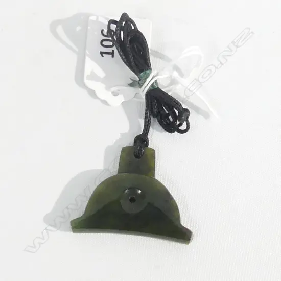 POUNAMU (GREENSTONE) HALF DISC PENDANT ON BLACK WAXED ADJUSTABLE CORD