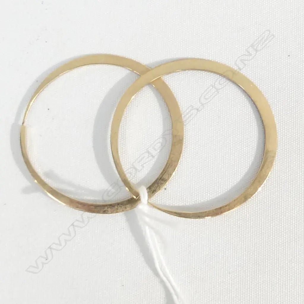 PR 9CT GOLD LARGE FLAT HOOP EARRINGS 7.21GMS Image 1++