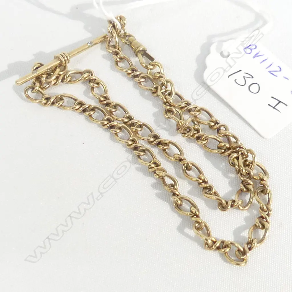 9CT GOLD CHAIN WITH T BAR DIAMOND SET 19.79GMS Image 1++