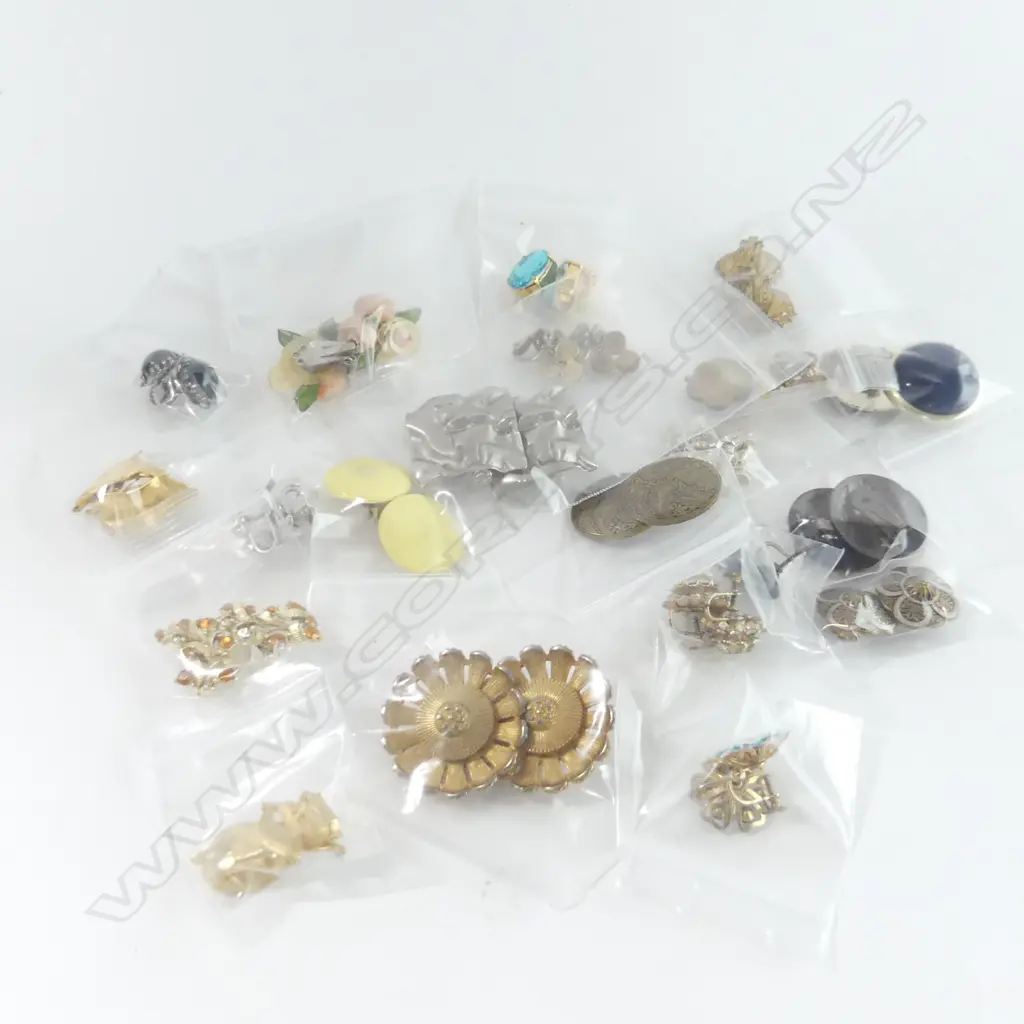 21 PAIRS ASST COSTUME JEWELLERY CLIP & SCREW EARRINGS Image 1++