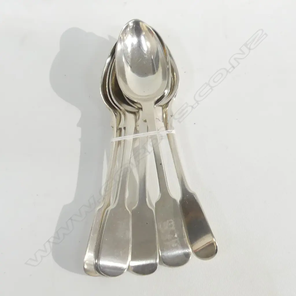SET 6 VICTORIAN SILVER DESSERT SPOONS FIDDLE PATTERN 230gms Image 1++