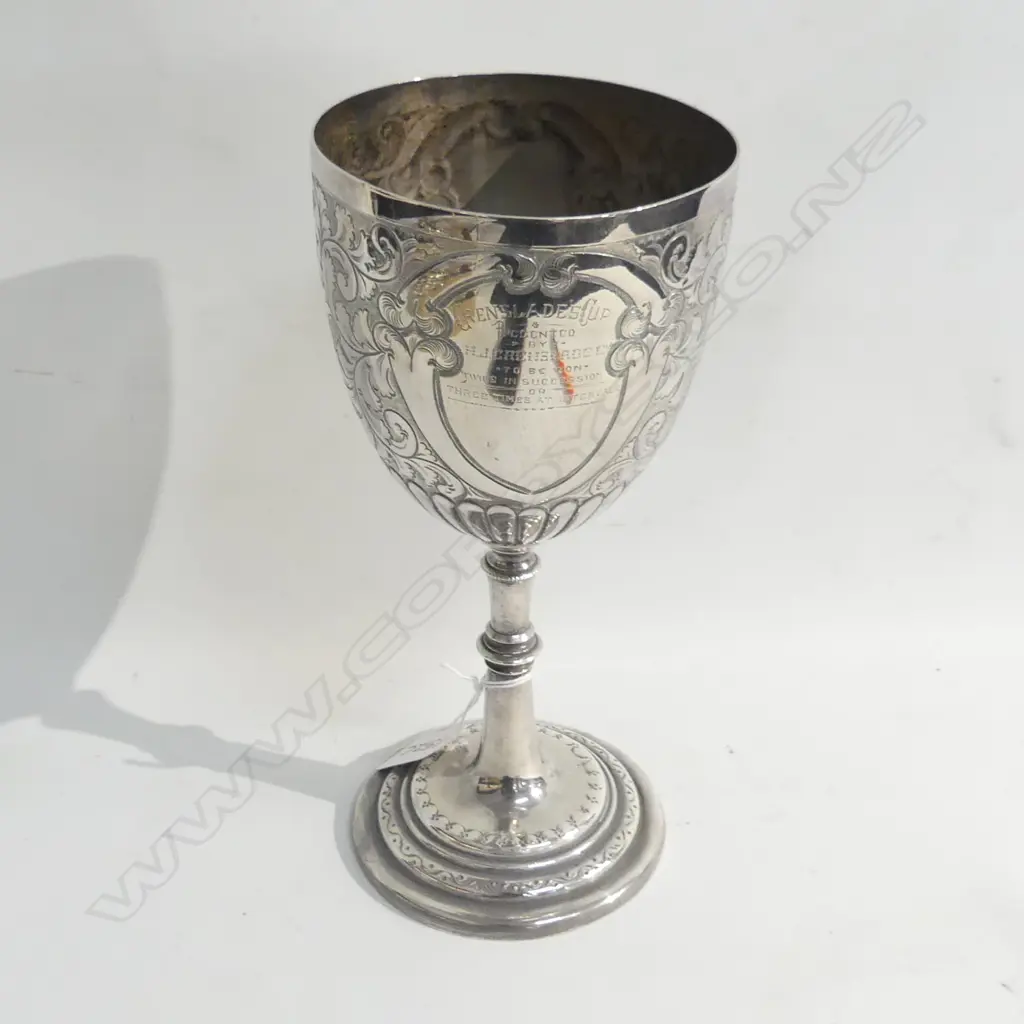 LG VICTORIAN SILVER PLATE TROPHY CUP, THAMES 1899 H 245MM Image 1++