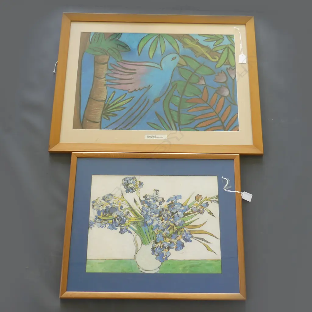 2 FRAMED ACRYLIC PAINTINGS; STILL LIFE (390 X 220) & BIRD SCENE (550 x 370MM) Image 1++