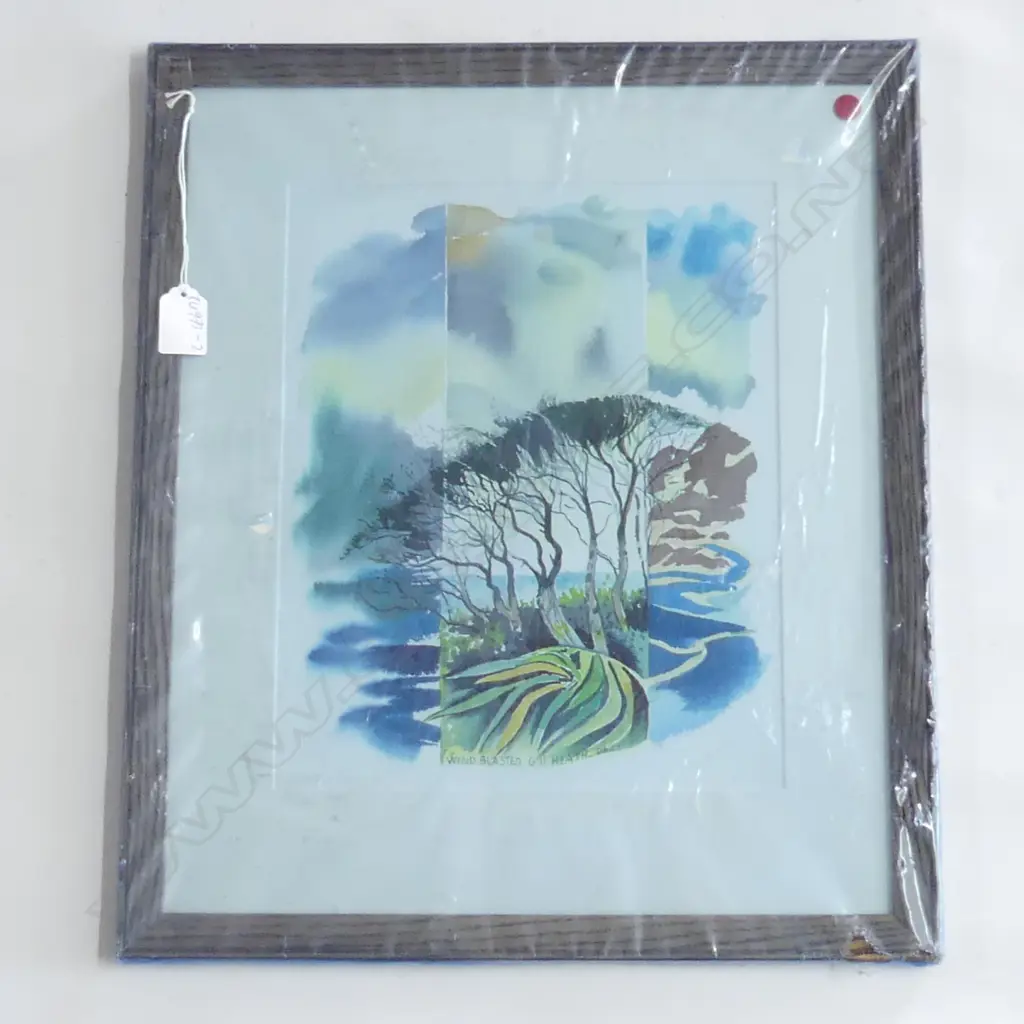 GH HEATH WATERCOLOUR ON PAPER 'WIND BLASTED' 04' 37MM X 27MM Image 1++