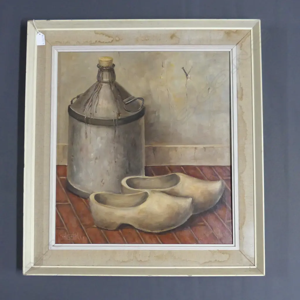 BEN VROLIJK STILL LIFE - CLOGS - OIL '61 540x490mm Image 1++