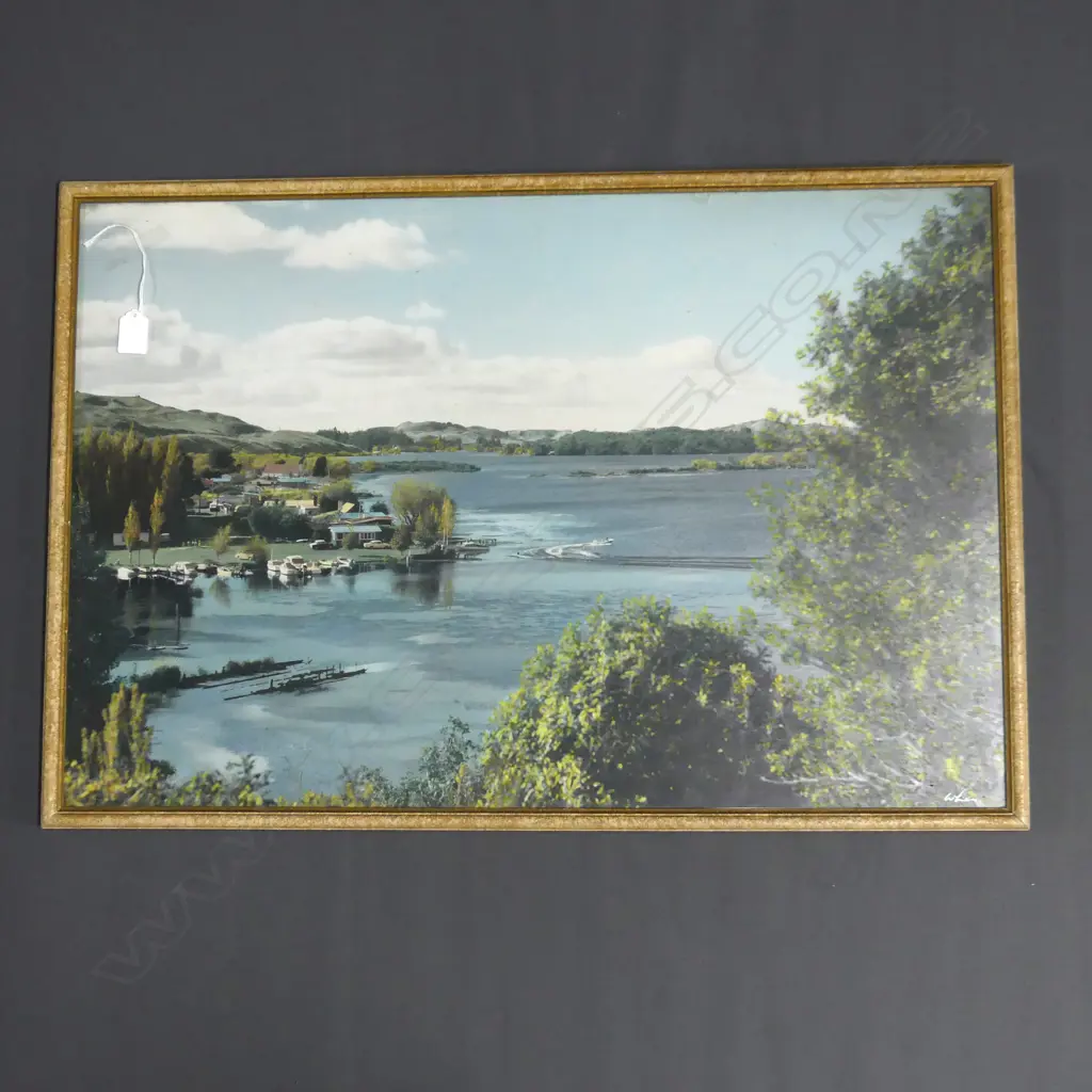 HAND COLOURED WHITES AVIATION PRINT LAKE ROTOITI 500x750mm Image 1++
