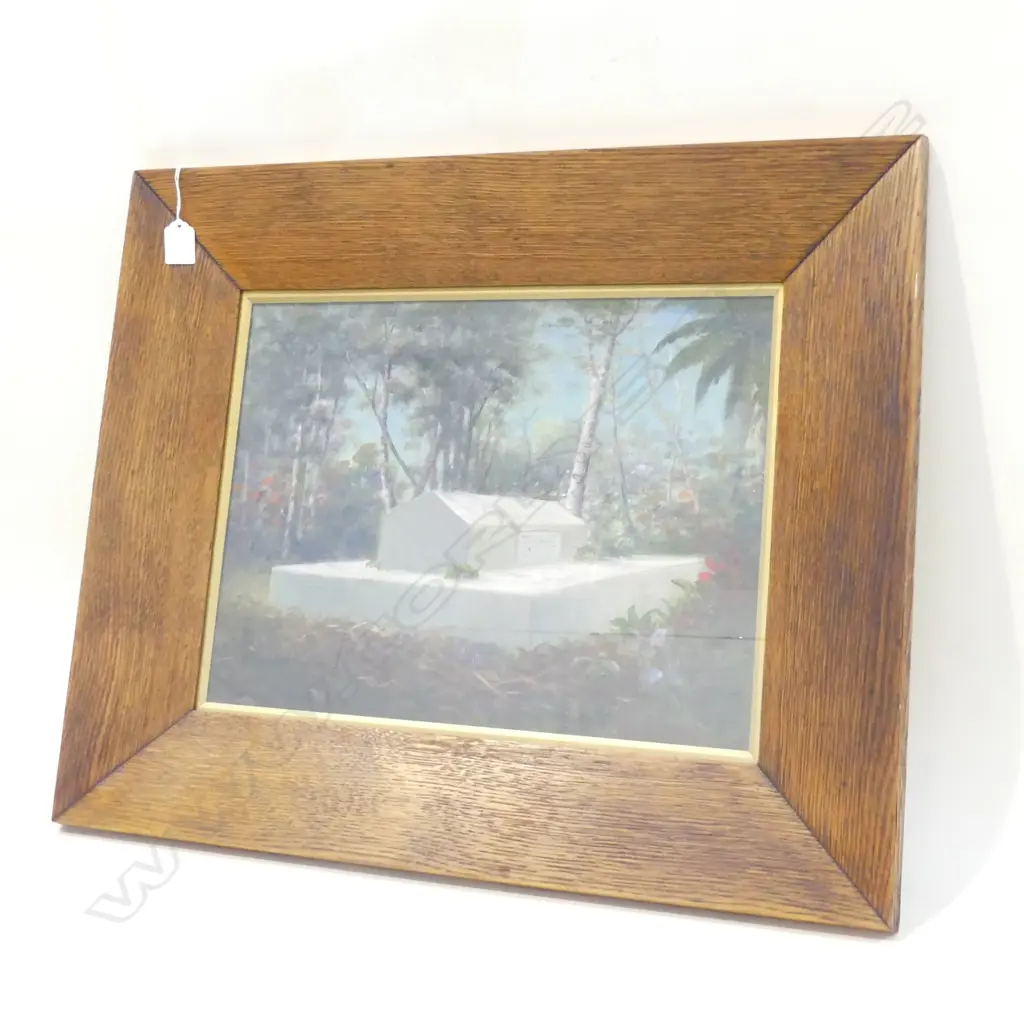 J. D. PERRET GRAVE OF ROBERT LOUIS STEVENSON OIL 325x430mm Image 1++