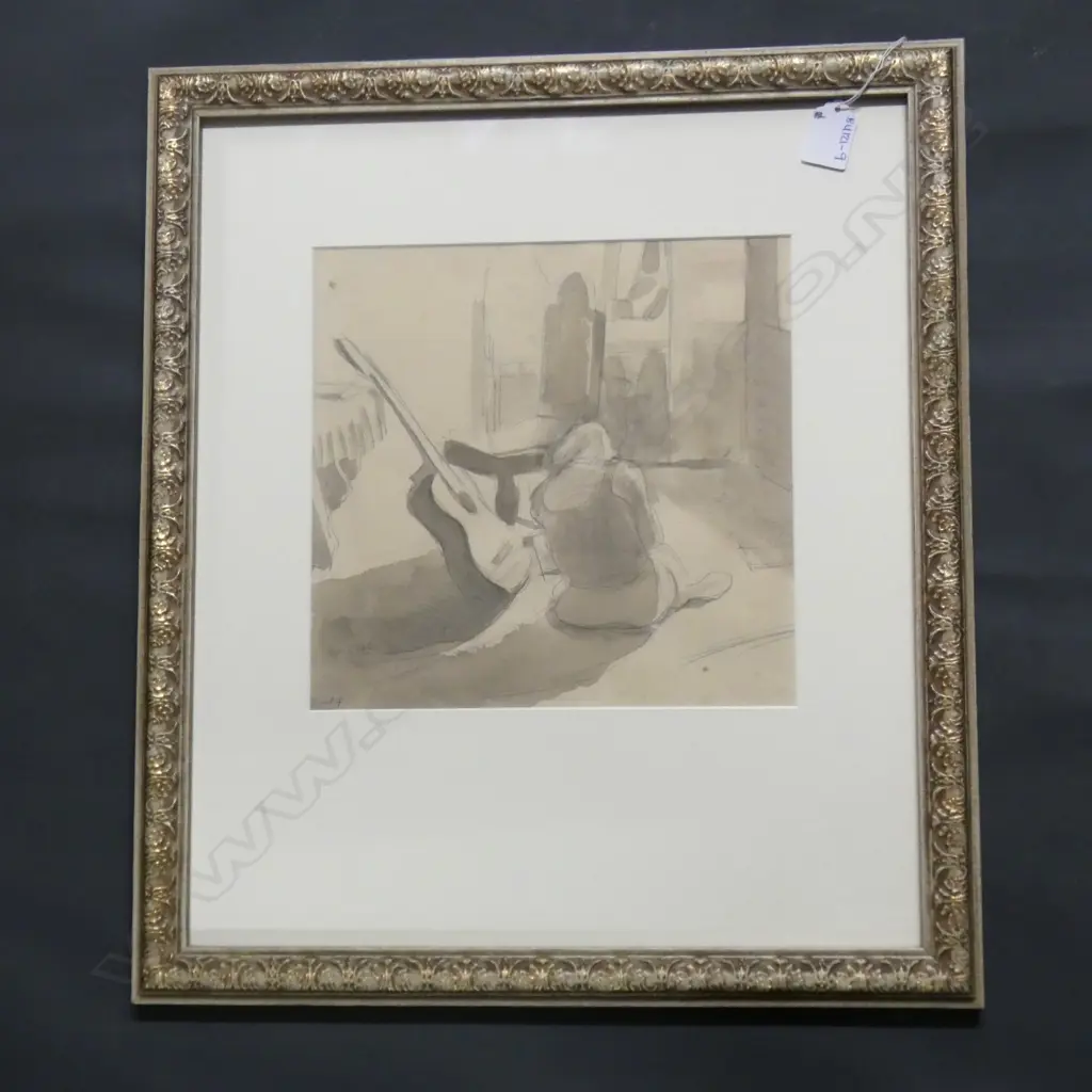 BRIAN JAMES DUNLOP 'GIRL & GUITAR' 2009 PENCIL/WASH W.260 x H.255mm Image 1++