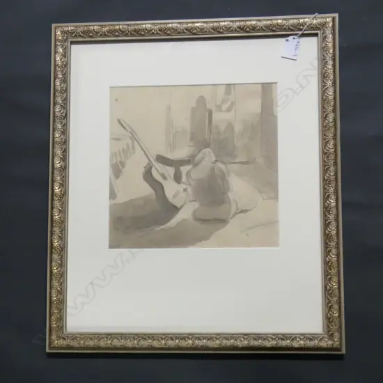 BRIAN JAMES DUNLOP 'GIRL & GUITAR' 2009 PENCIL/WASH W.260 x H.255mm