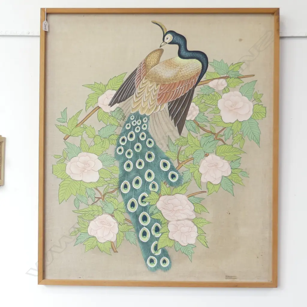 HAND PAINTED PHEASANT ON FABRIC, FRAMED 970x830mm Image 1++