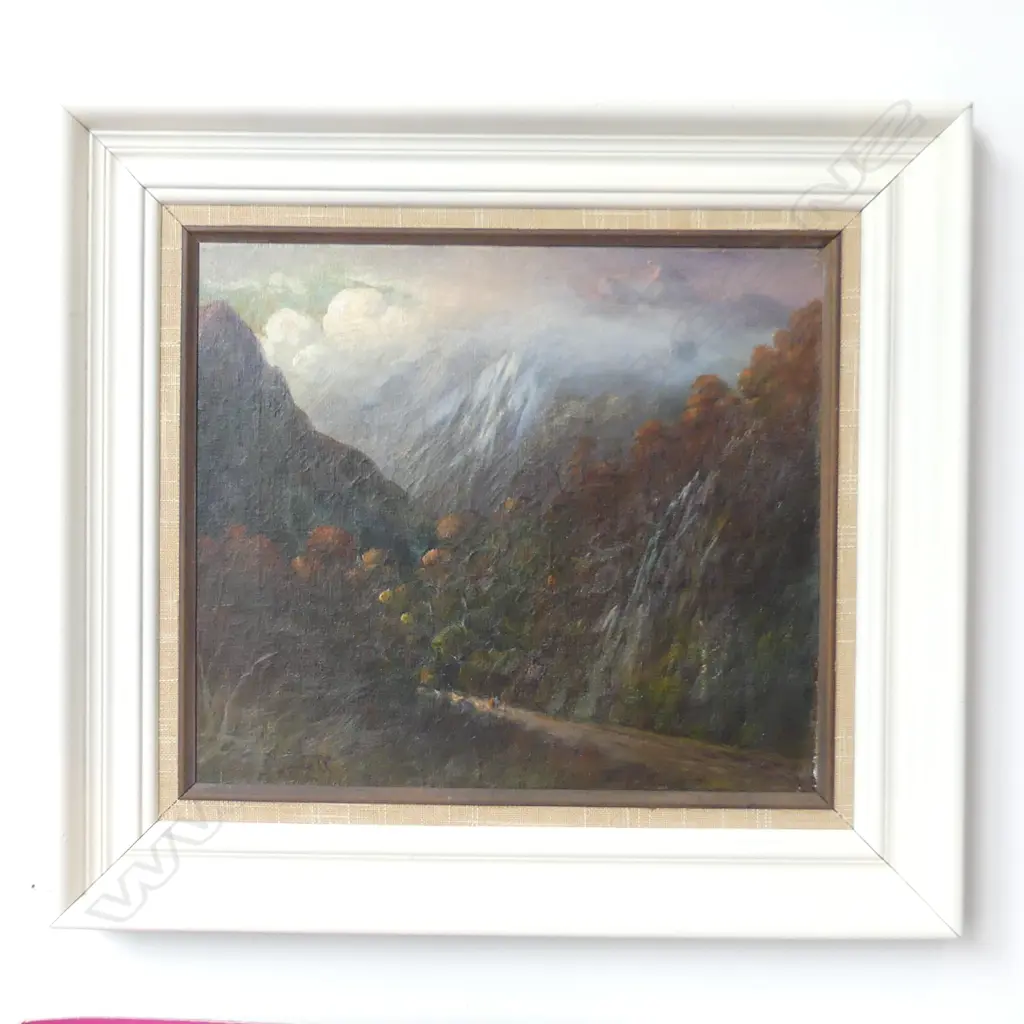 J D PERRETT - SOUTH ISLAND LANDSCAPE. OIL ON CANVAS 345x395mm Image 1++