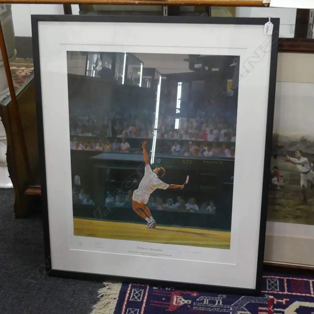 TERRANCE GILBERT LTD.ED. LITHO OF 'STEFAN EDBERG' Signed #163/250 & signed by Edberg 700 x 570mm  Image 1++