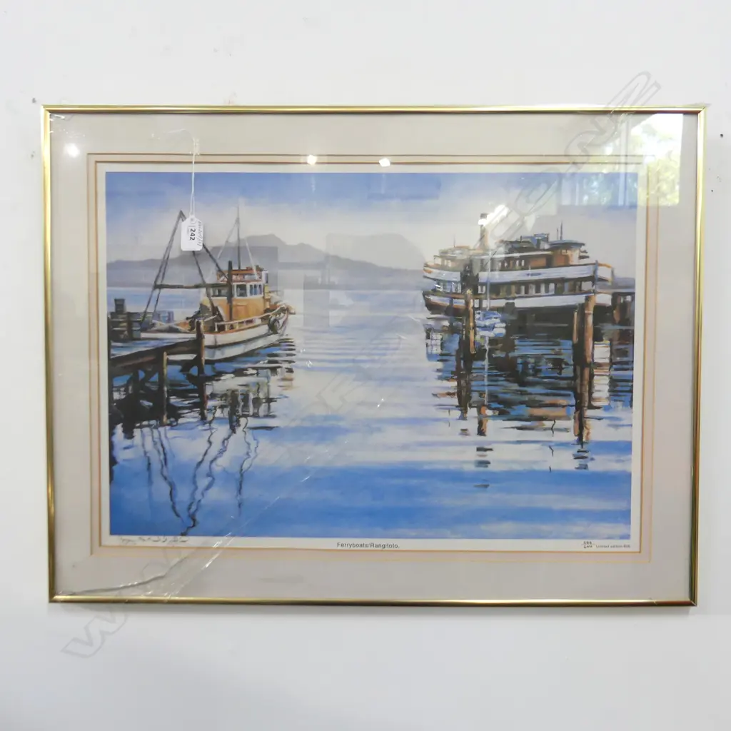 LTD ED AUCKLAND FERRIES PRINT 570mmX410mm- GLASS  CRACKED Image 1++