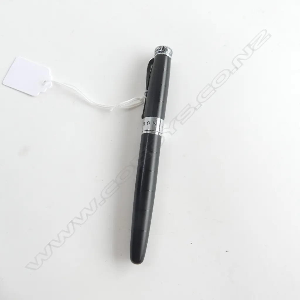 MONT BLANC BLACK CASED black ink pen PUSH-ON LID Image 1++