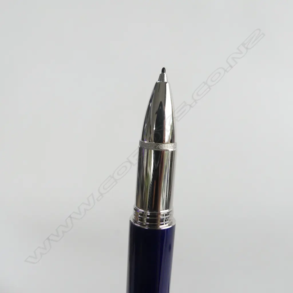 MONT BLANC cased & BOXED AS NEW BLUE GUILOCHE ENAMEL PEN w booklets Image 1++