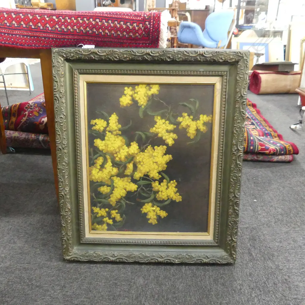 H. G. MACINTOSH? SIGNED STILL LIFE - YELLOW FLOWERS 500x400mm Image 1++