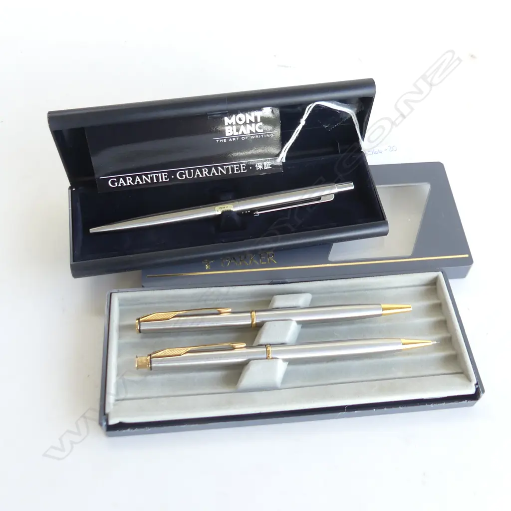 MONT BLANC PEN (IN BOX) & PARKER PEN & MECHANICAL PENCIL SET (IN BOX) Image 1++