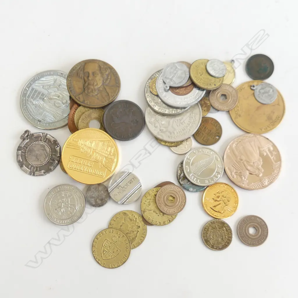 2 CONTAINERS ASST COINS, TOKENS, MEDALLIONS ETC.. Image 1++