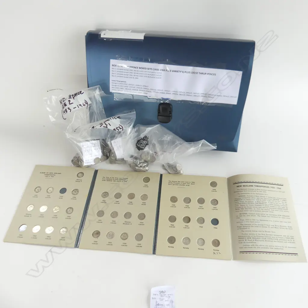 NZ THREEPENCES BOXED SET (MISSING 1935, 1966) + LOOSE THREEPENCES Image 1++