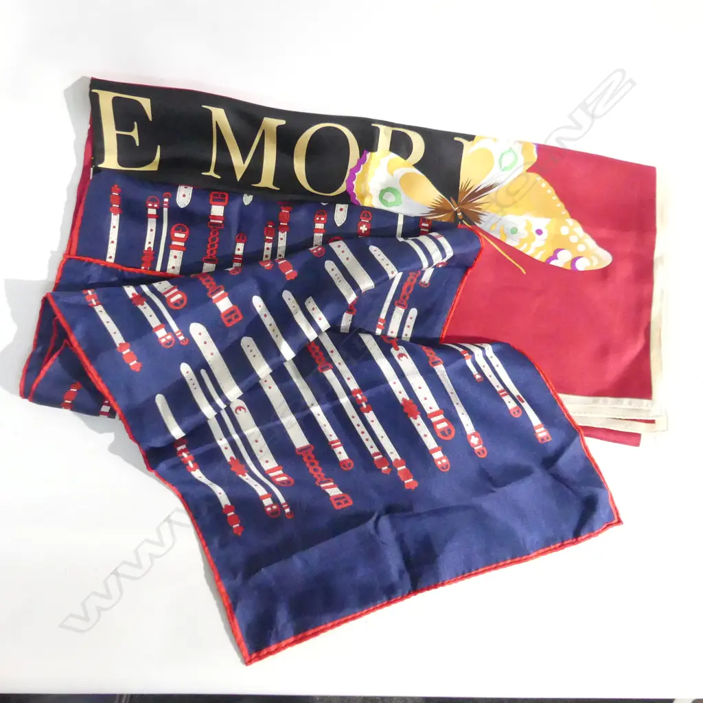 2 SILK SCARVES; 1 JAPANESE DESIGNER HANAE MORI + ONE OTHER  Image 1++