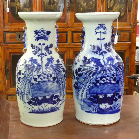PR LATE 19thC CHINESE CHING VASES (damage & repairs) H.420mm
