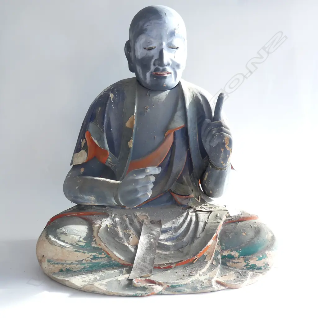 ANTIQUE JAPANESE WOODEN STATUE H.610mm. .. Image 1++
