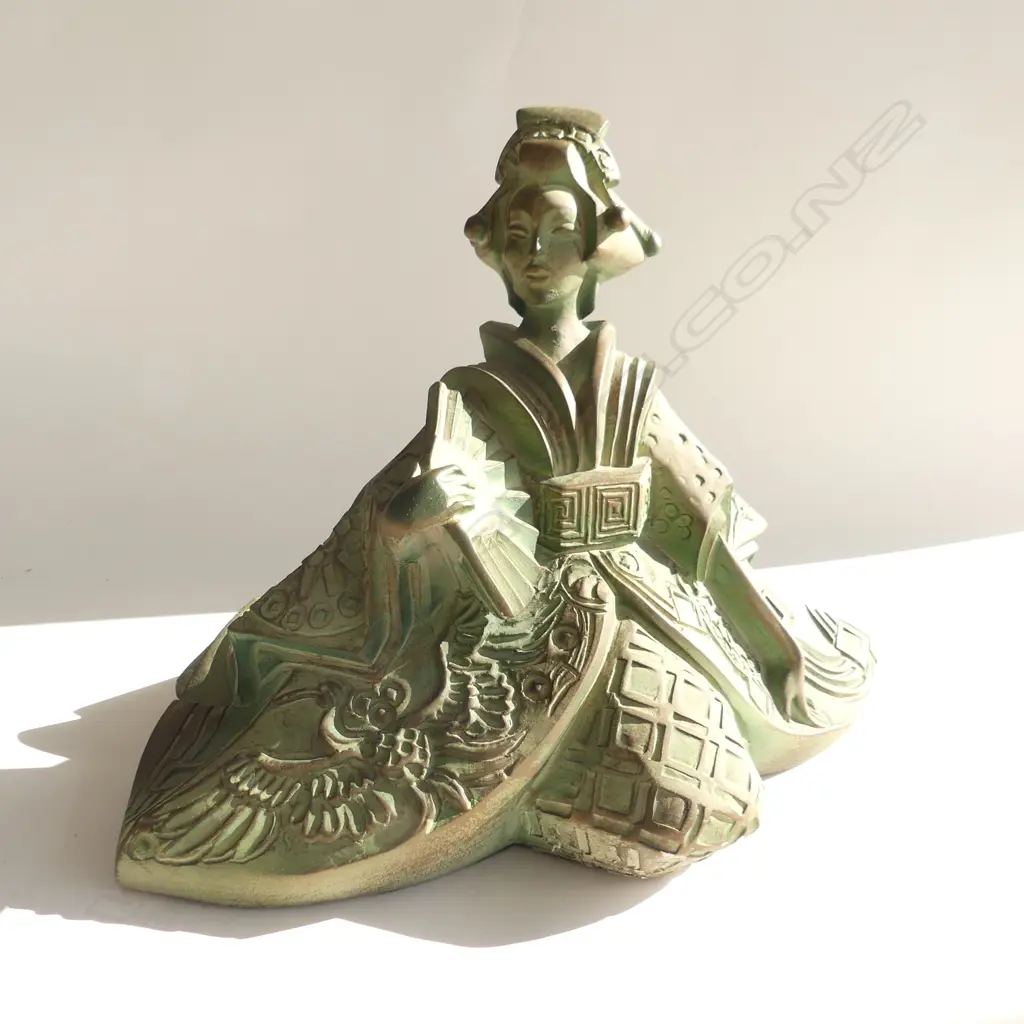 LG AUSTIN PRODUCTIONS ORIENTAL GEISHA SCULPTURE H. 350MM SIGNED / 1989 Image 1++