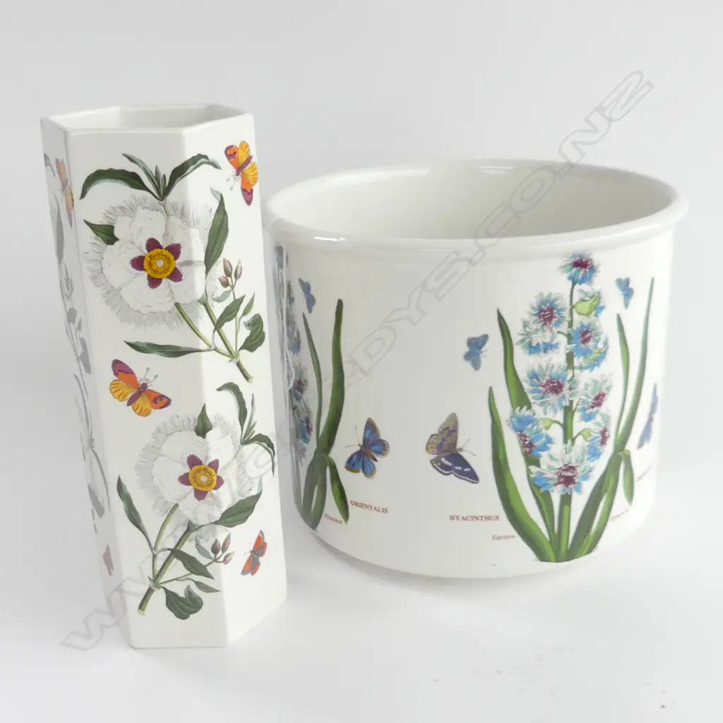 PORTMEIRION BOTANIC GARDEN LG JARDINIERE (175 X 210MM) & TALL VASE (H 230MM) Image 1++
