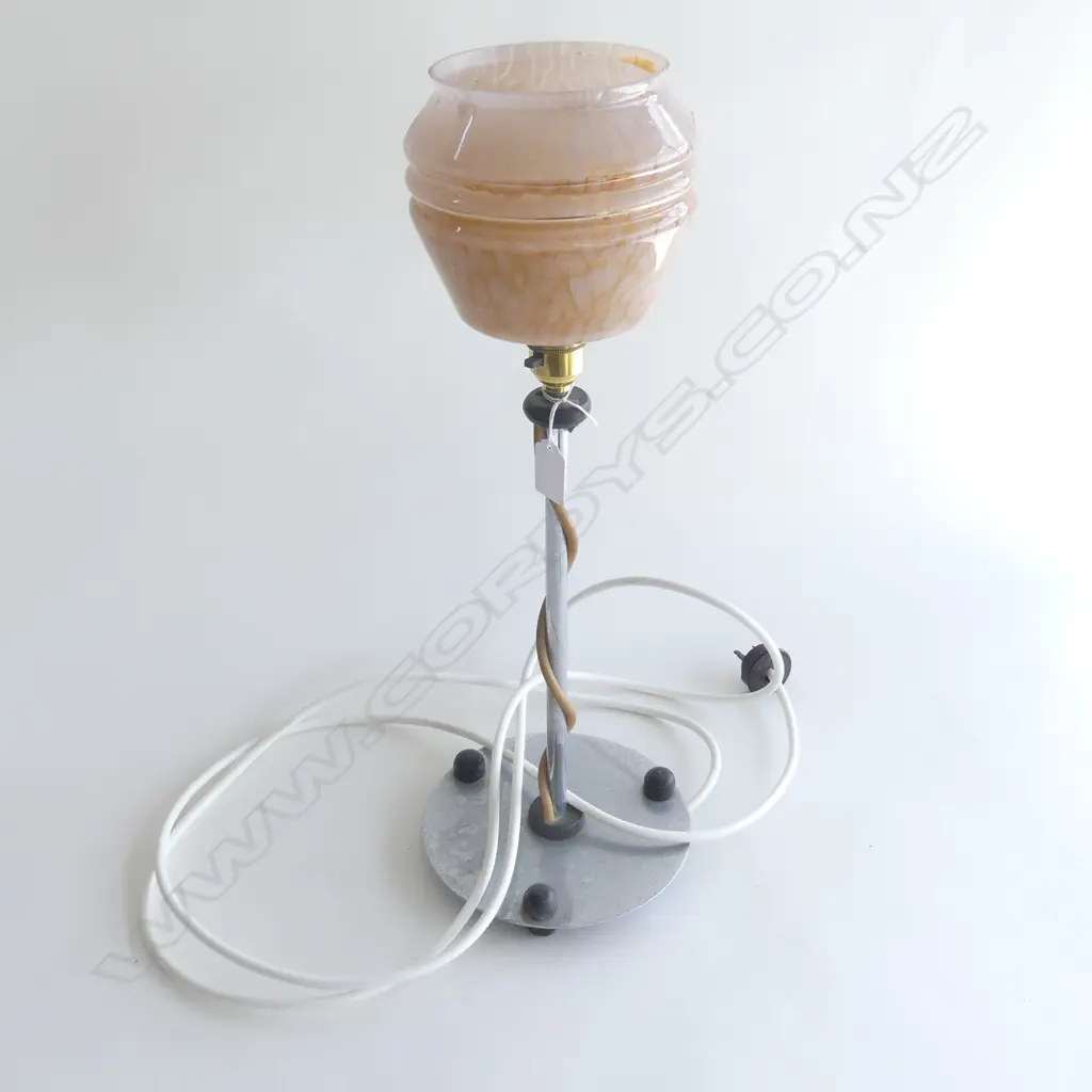 DECO CHROME TABLE LAMP WITH BAKELITE DETAIL TO THE COLUMN,H.500mm Image 1++