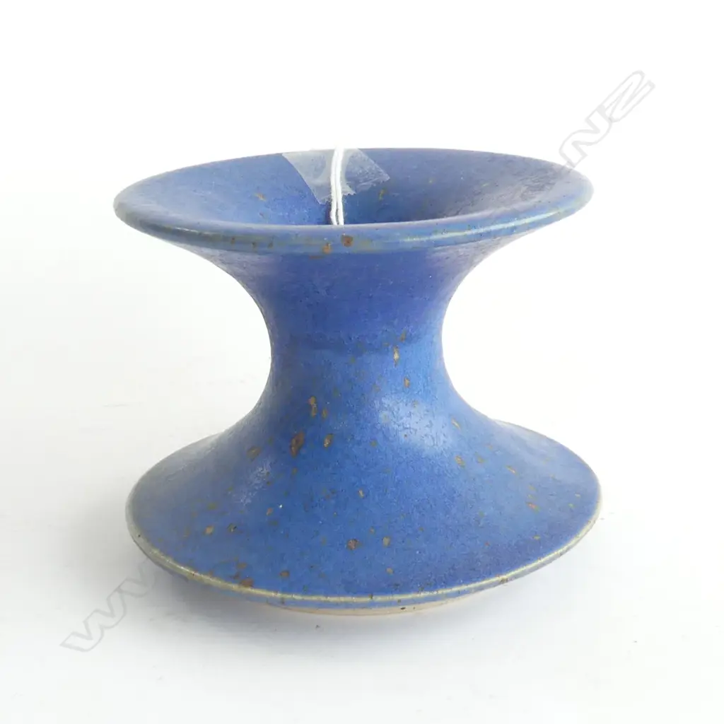 Preben Brandt Larsen DANISH POTTERY VASE BLUE GLAZE Dia.100mm Initialled  Image 1++