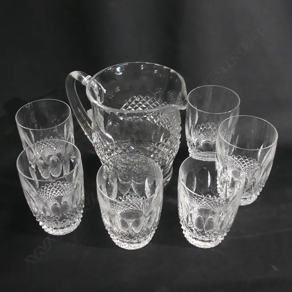 6 WATERFORD DRINKING GLASSES H.110mm + PITCHER Image 1++
