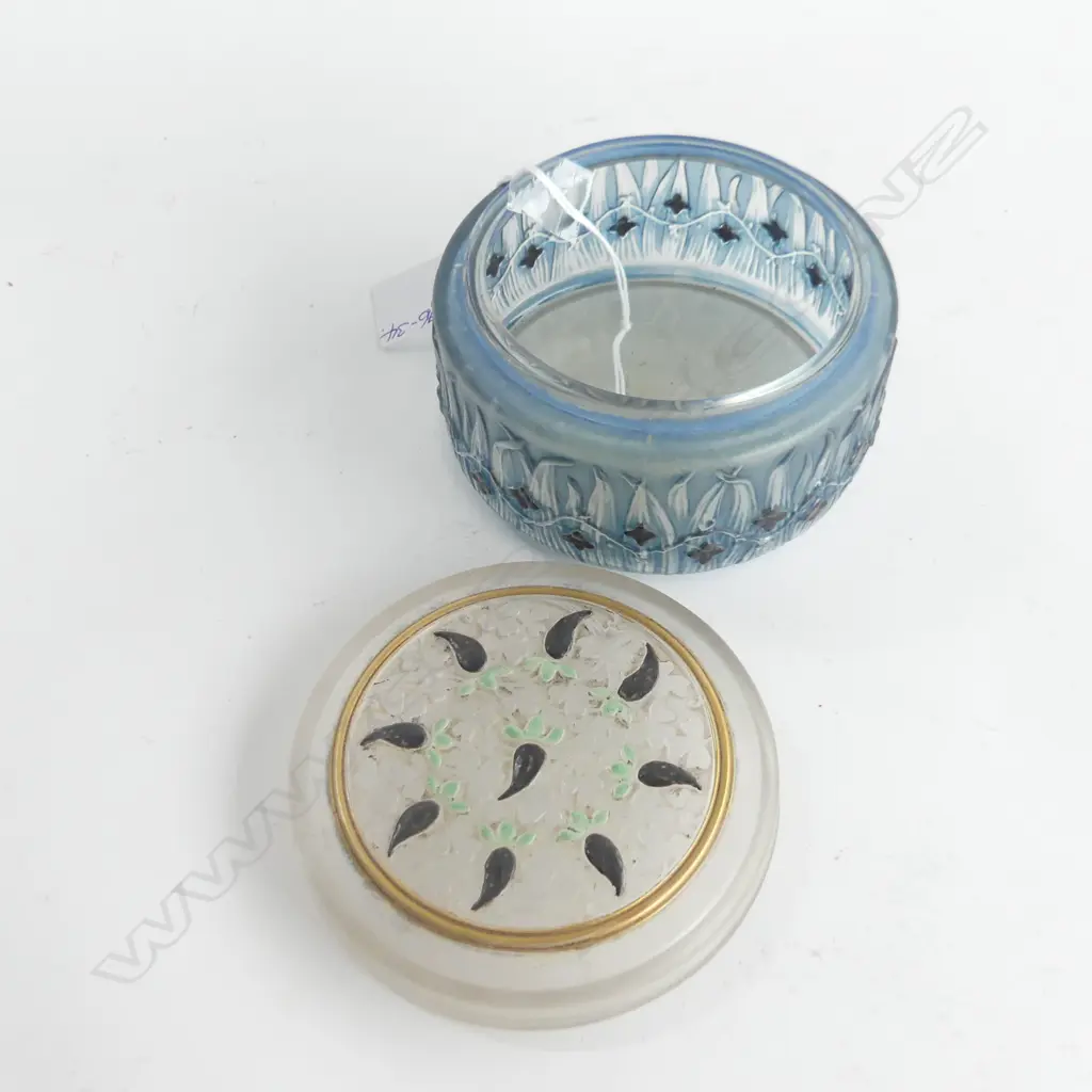 JULIAN VIARD FRENCH ART DECO GLASS LIDDED POWDER JAR Image 1++