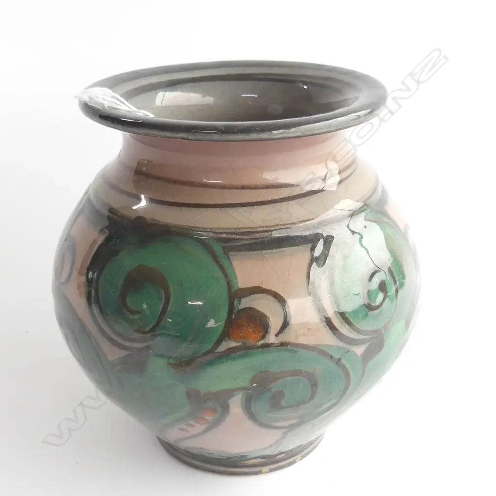 DANICO DANISH VASE 1980S HAND PAINTED GOOD GLAZE Image 1++