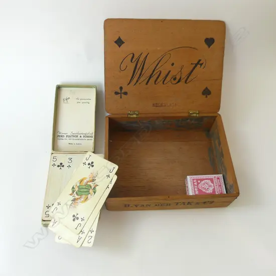 WHIST CARD BOX & CARDS
