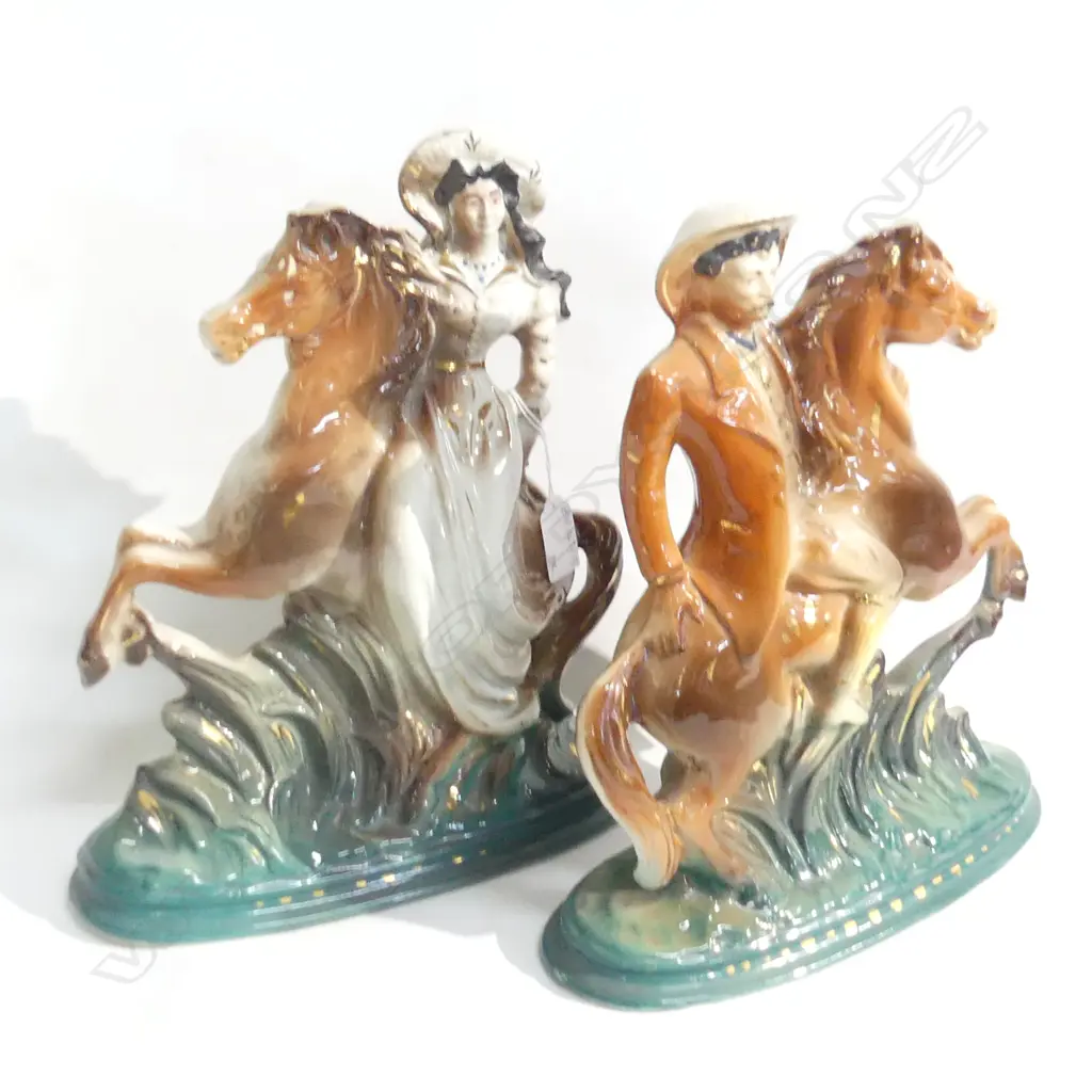 PR STAFFORDSHIRE STYLE FIGURES ON HORSEBACK H.325mm Image 1++