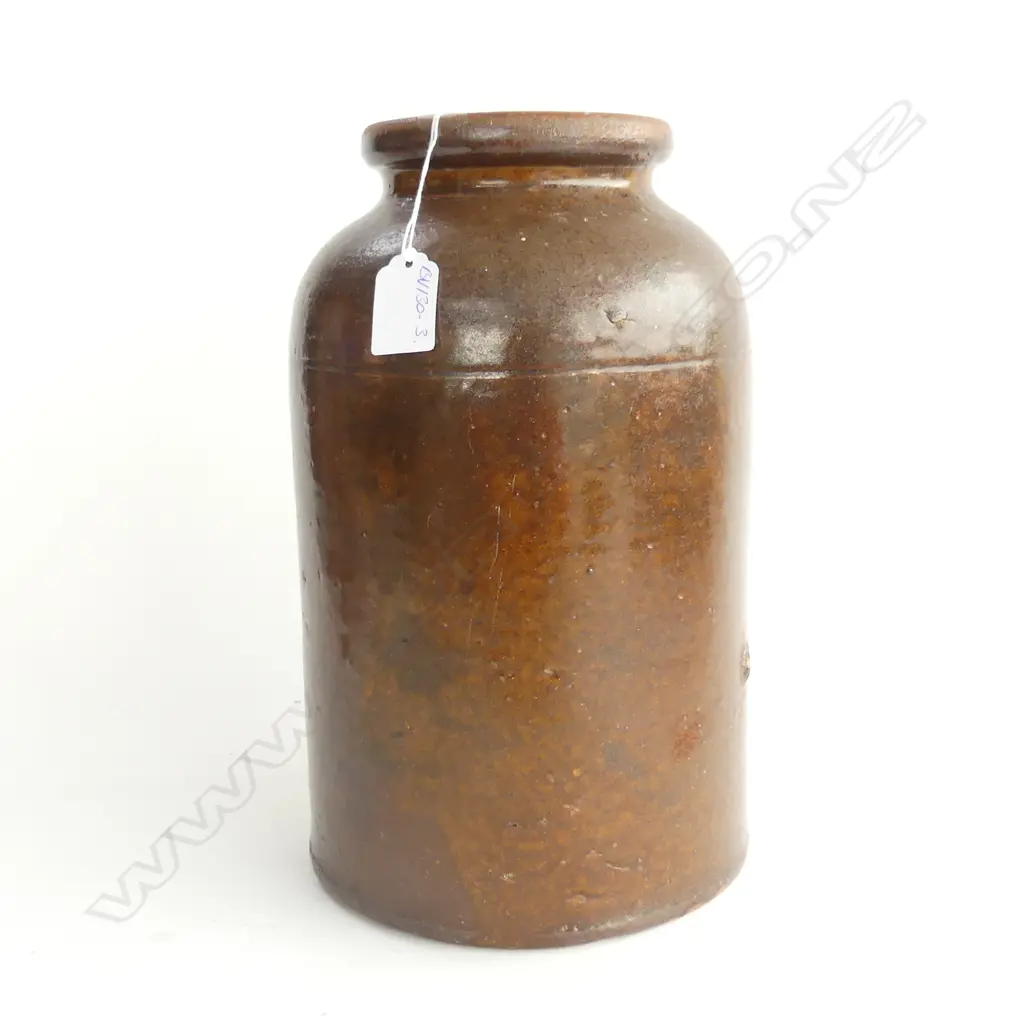 LUKE ADAMS BROWN GLAZE CROCK Impressed mark H.295mm Image 1++