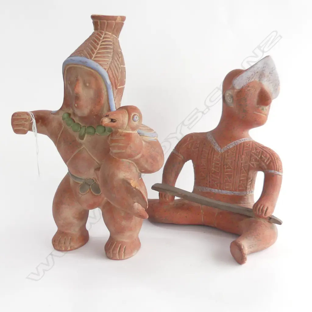 TWO TERRACOTTA SOUTH AMERICAN POTTERY FIGURES, H.360mm Image 1++