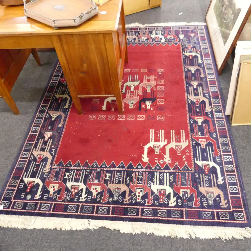 LGE MACHINE KNOTTED RUG RED FEILD 2300x1600mm Image 1++