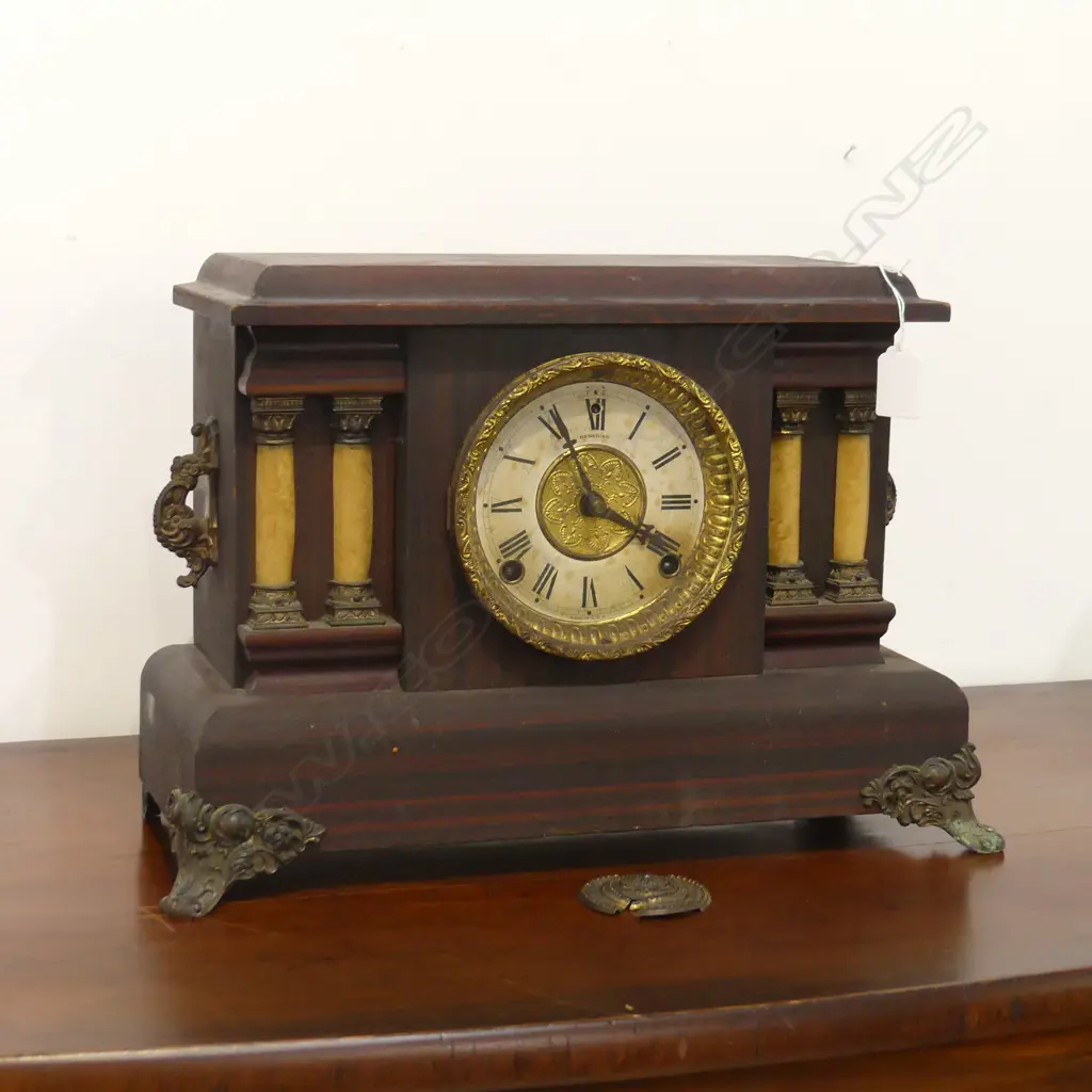 EDWARDIAN WOOD CASES MANTLE CLOCK 370\300 Image 1++