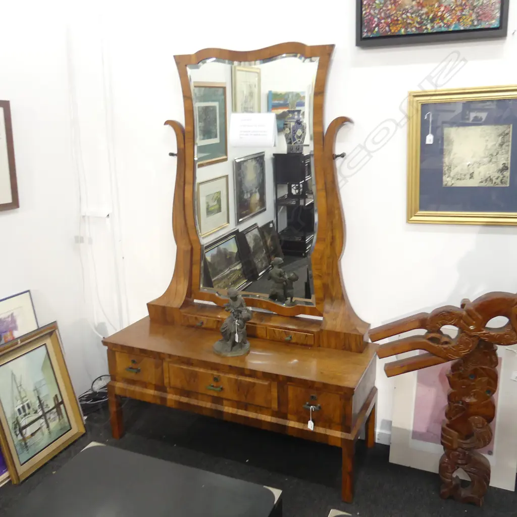 WALNUT BIEDERMEIER STYLE CHEVAL MIRROR 1200 X 440 X 1750mm Image 1++