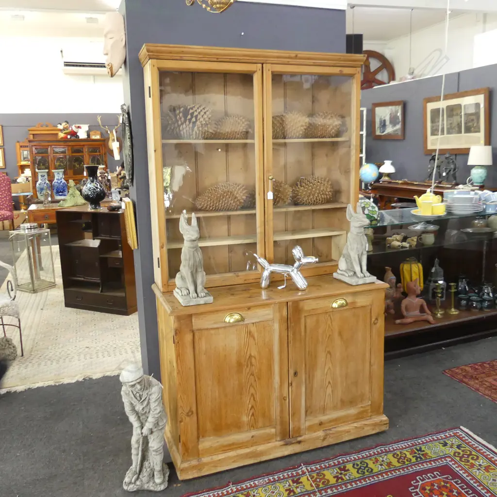 COUNTRY PINE LATE 19THC GLAZED DRESSER H 1930 X  W 1100 MM Image 1++