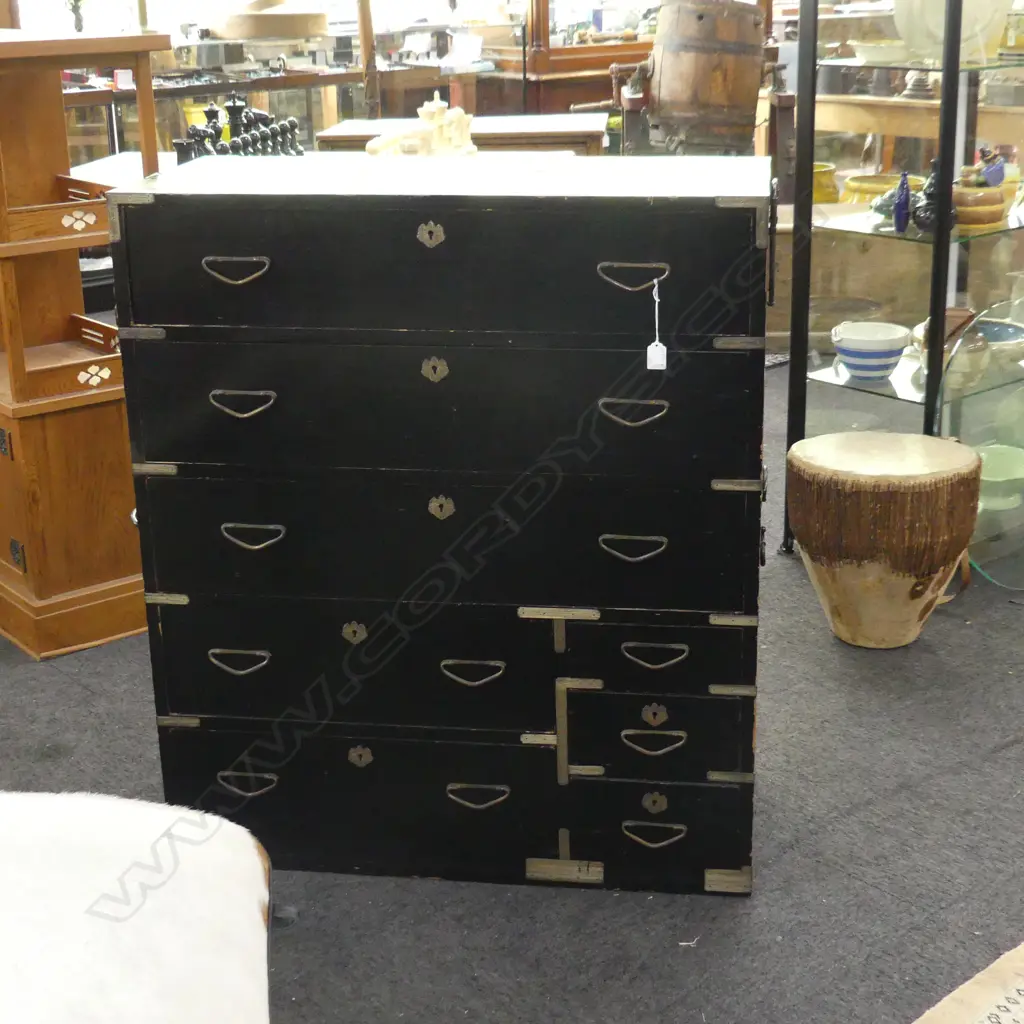 TAISHO KYOTO LACQUERED CEDAR KIMONO CHEST H1020mm Image 1++