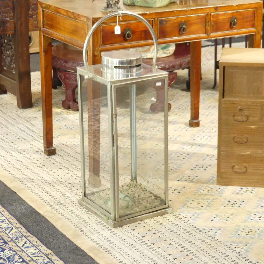 LARGE SILVER METAL LANTERN H.900mm Image 1++