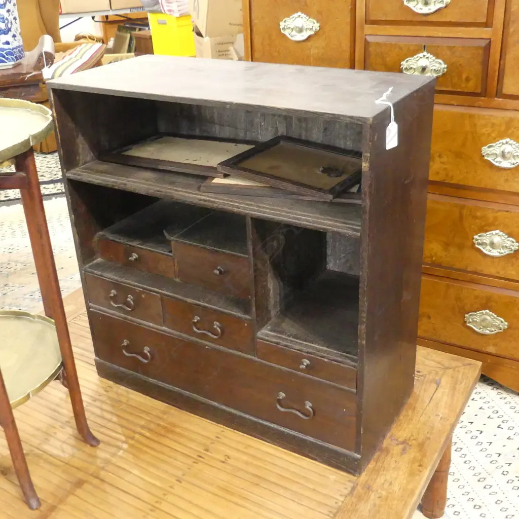 MEIJI DISPLAY CABINET MULBERRY & PAULOWNIA COPPER HANDLES H.600mm Image 1++